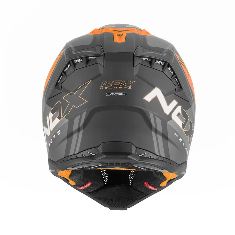Casque Moto Cross N634 Storm Noir Mat Orange | NOX