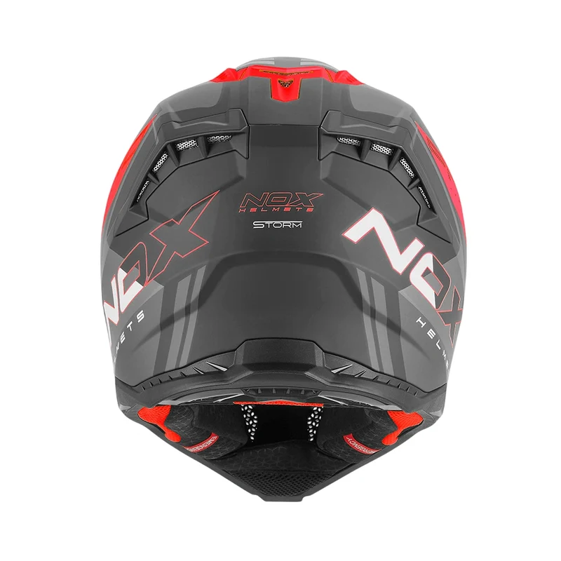 Casque Moto Cross N634 Storm Noir Mat Rouge | NOX