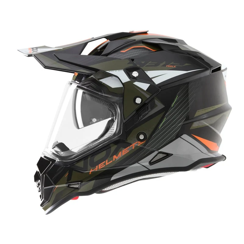 Casque Moto Trail Adventure Kaki Mat Orange | N312 Track NOX