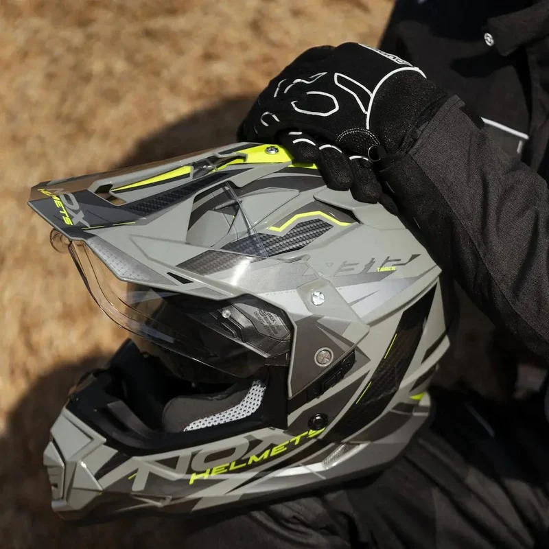 Casque Moto Adventure N312 Track Noir Mat Jaune Fluo | NOX