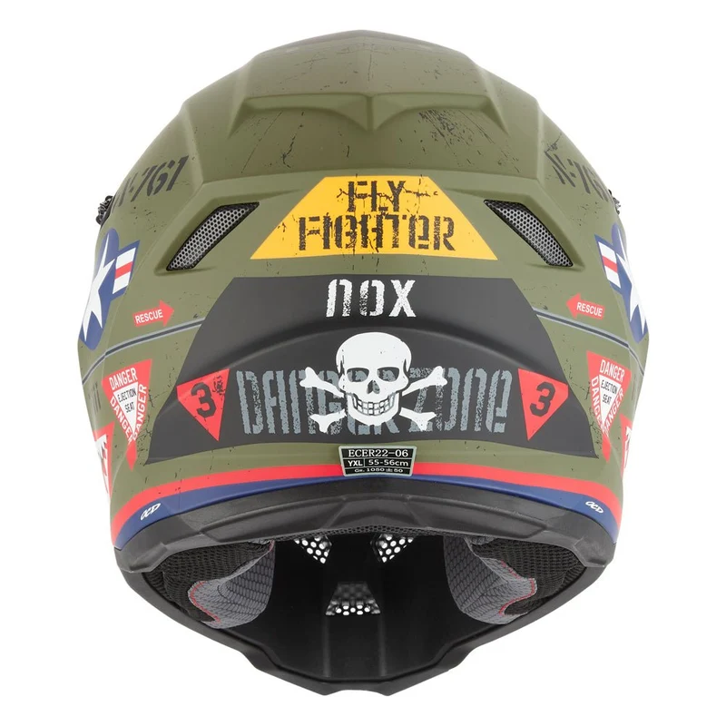 Casque Moto Cross Enfant N761 Fly Fighter Kaki Mat | NOX