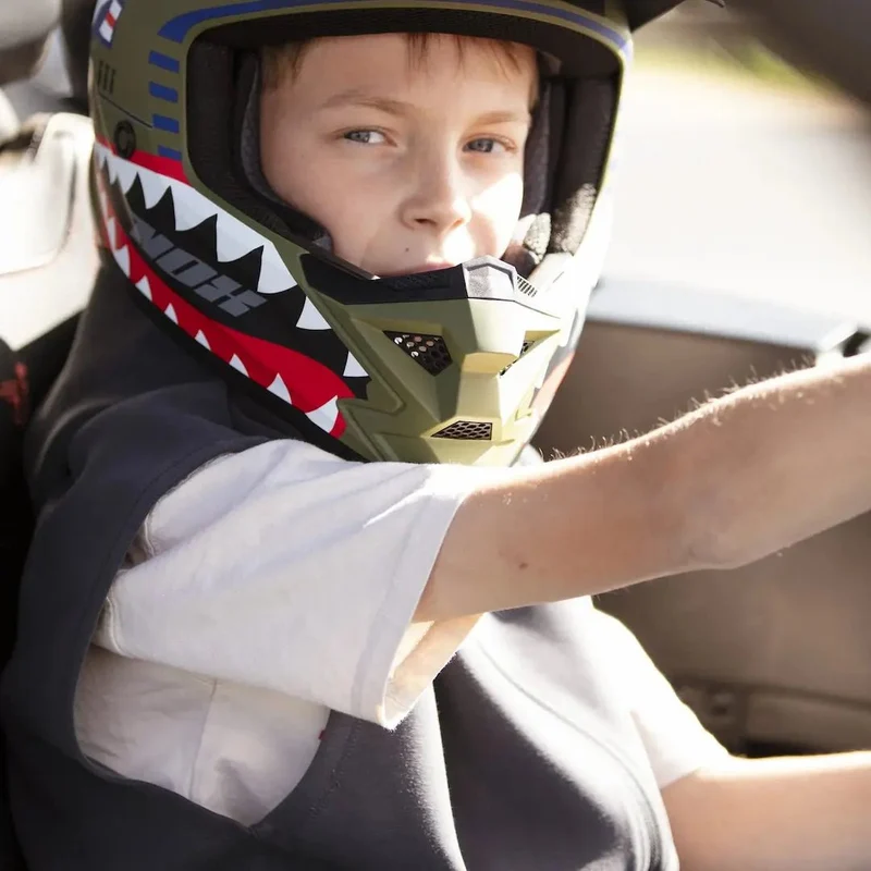 Casque Moto Cross Enfant N761 Fly Fighter Kaki Mat | NOX