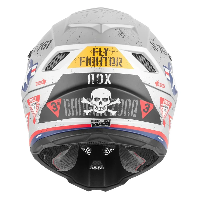 Casque Moto Cross Enfant N761 Fly Fighter Argent Mat | NOX