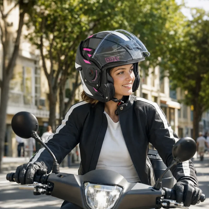 Casque Moto Femme Modulable Réversible | NOX Spinner Ark Blanc Rose