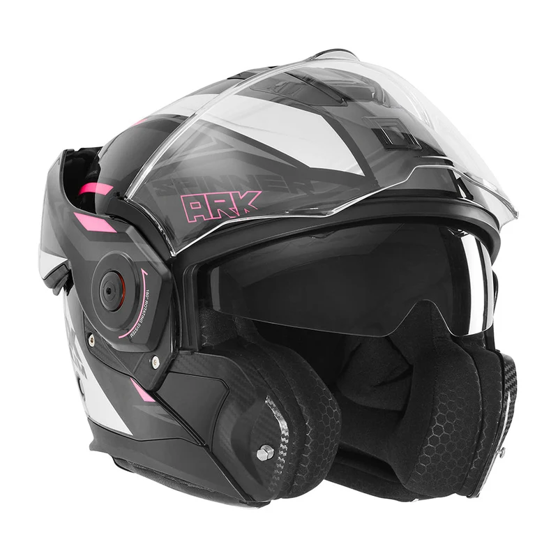 Casque Moto Femme Modulable Réversible | NOX Spinner Ark Blanc Rose