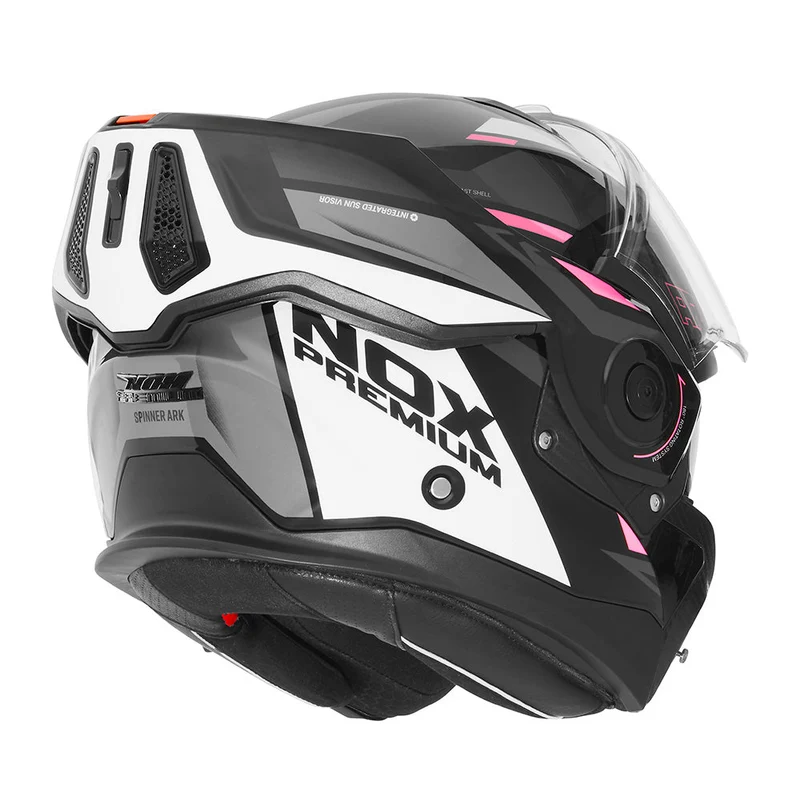 Casque Moto Femme Modulable Réversible | NOX Spinner Ark Blanc Rose