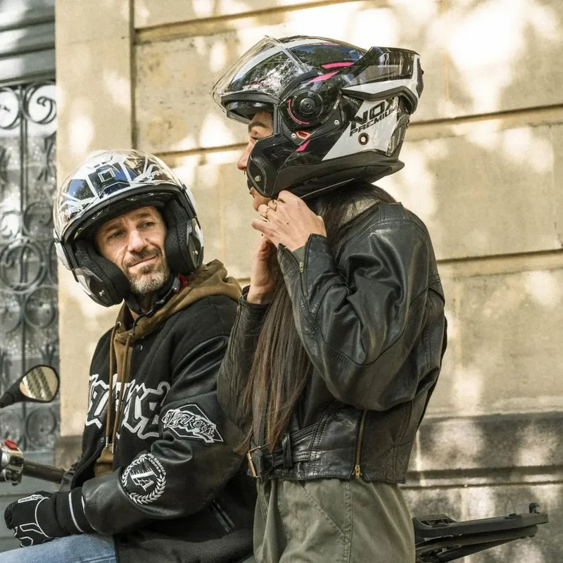 Casque Moto Femme Modulable Réversible | NOX Spinner Ark Blanc Rose
