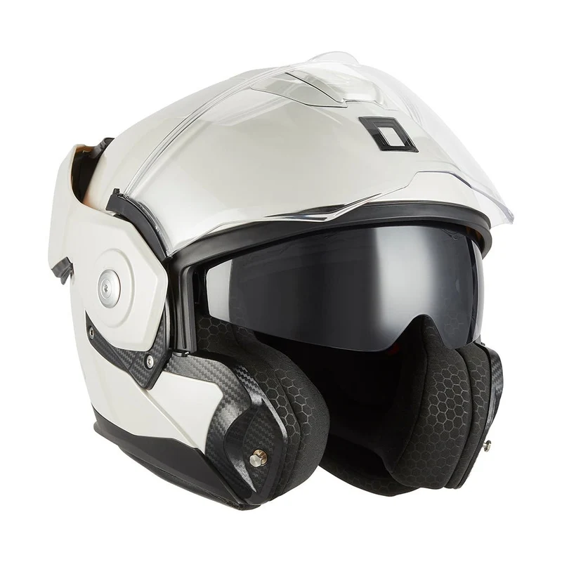 Casque Moto Modulable Réversible Spinner Blanc Perle | NOX