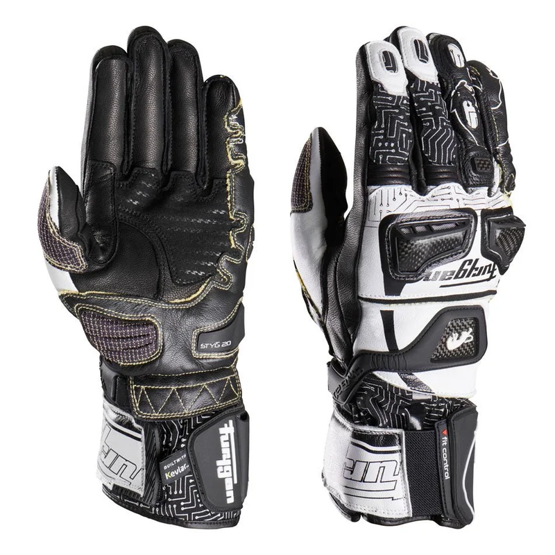Gants Moto Cuir Homme Furygan STYG20 X KEVLAR® Blanc-Noir | Racing