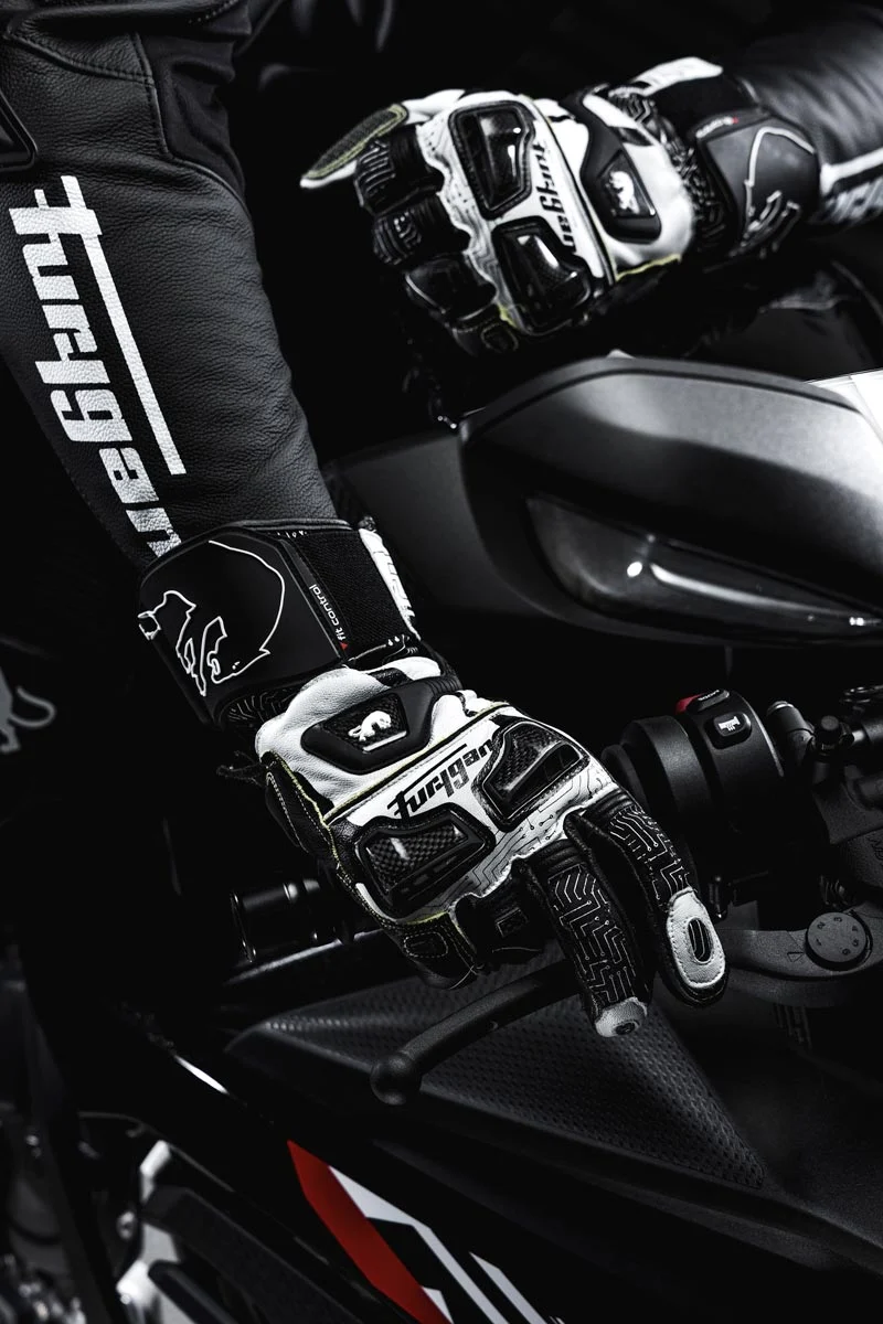 Gants Moto Cuir Homme Furygan STYG20 X KEVLAR® Blanc-Noir | Racing
