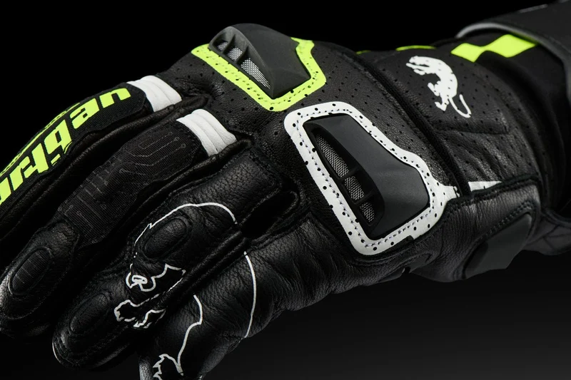 Gants Moto Cuir Homme Furygan STYG15 VENTED Noir-Blanc-Jaune Noir-Blanc-Jaune | Racing