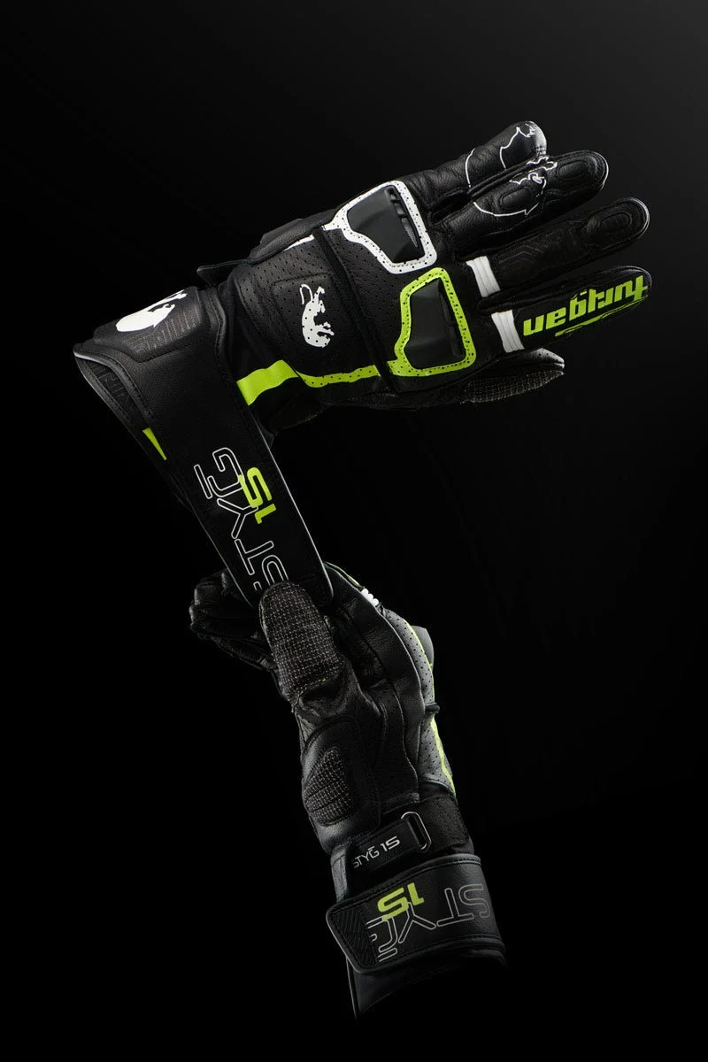 Gants Moto Cuir Homme Furygan STYG15 VENTED Noir-Blanc-Jaune Noir-Blanc-Jaune | Racing