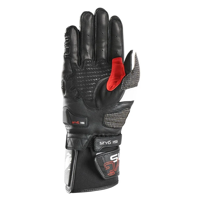 Gants Moto Cuir Homme Furygan STYG15 Noir-Blanc-Rouge | Racing