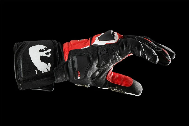Gants Moto Cuir Homme Furygan STYG15 Noir-Blanc-Rouge | Racing