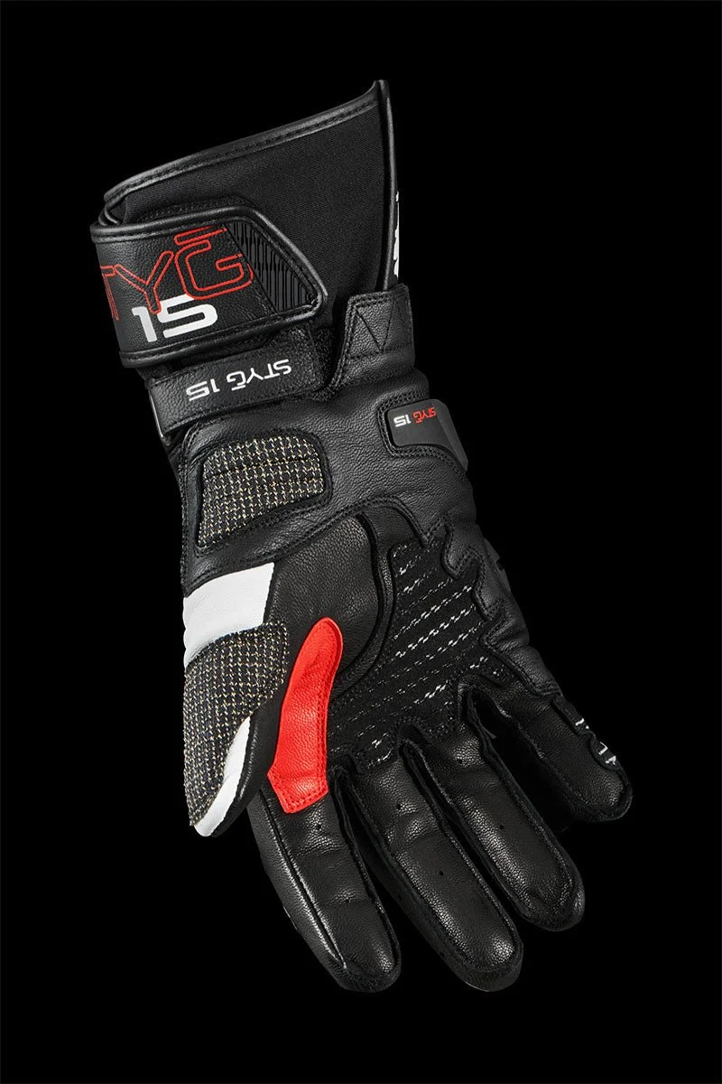 Gants Moto Cuir Homme Furygan STYG15 Noir-Blanc-Rouge | Racing