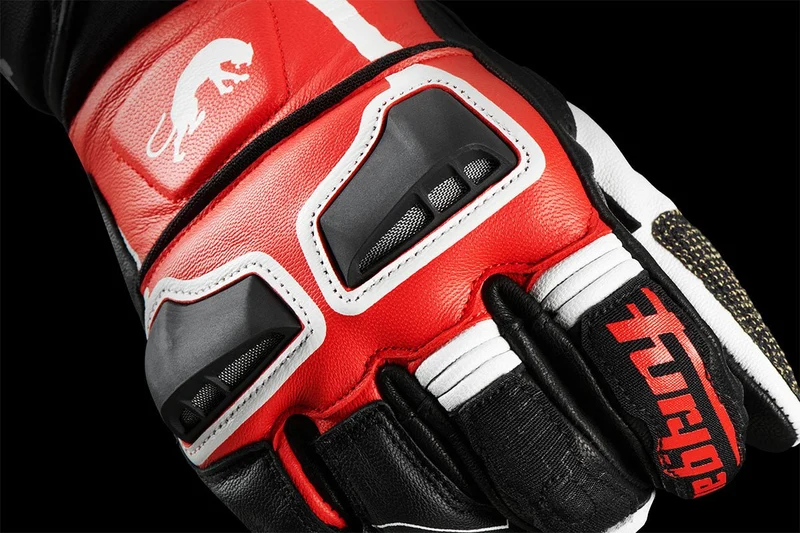 Gants Moto Cuir Homme Furygan STYG15 Noir-Blanc-Rouge | Racing