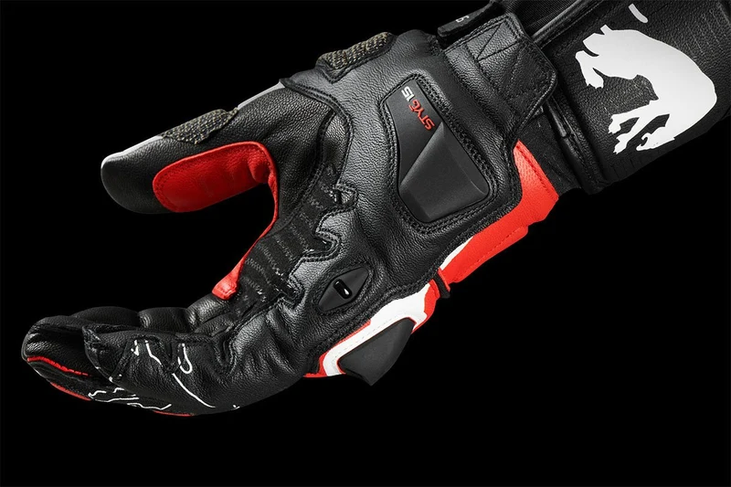 Gants Moto Cuir Homme Furygan STYG15 Noir-Blanc-Rouge | Racing