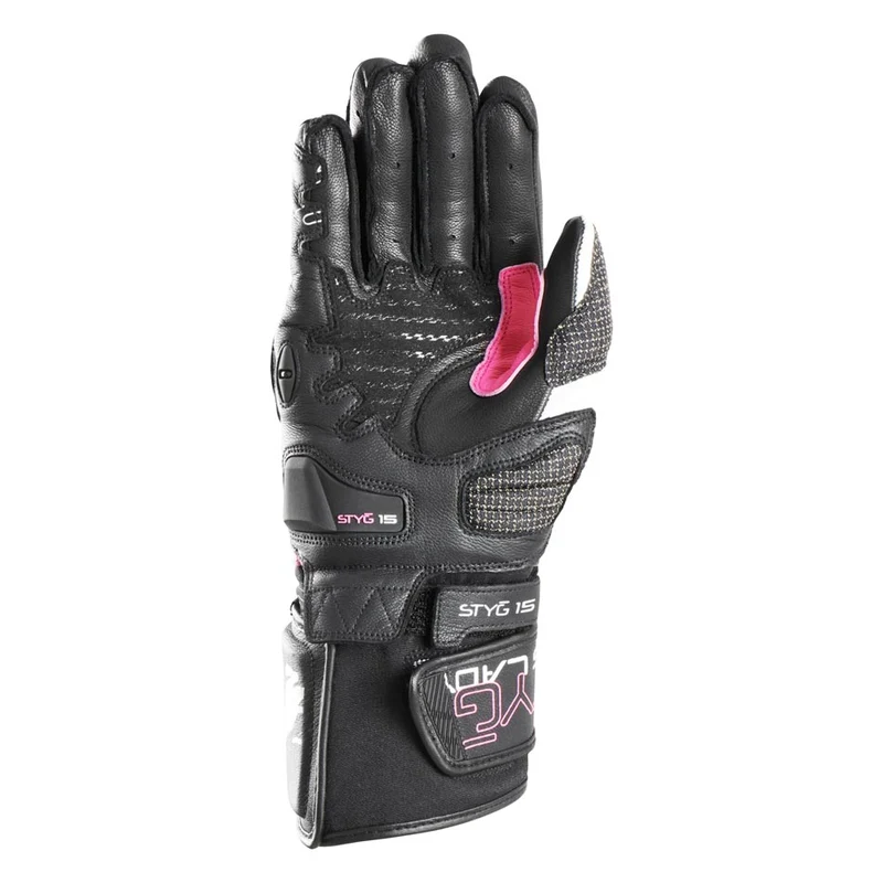 Gants Moto Cuir Femme Furygan STYG15 LADY Noir-Rose | Racing