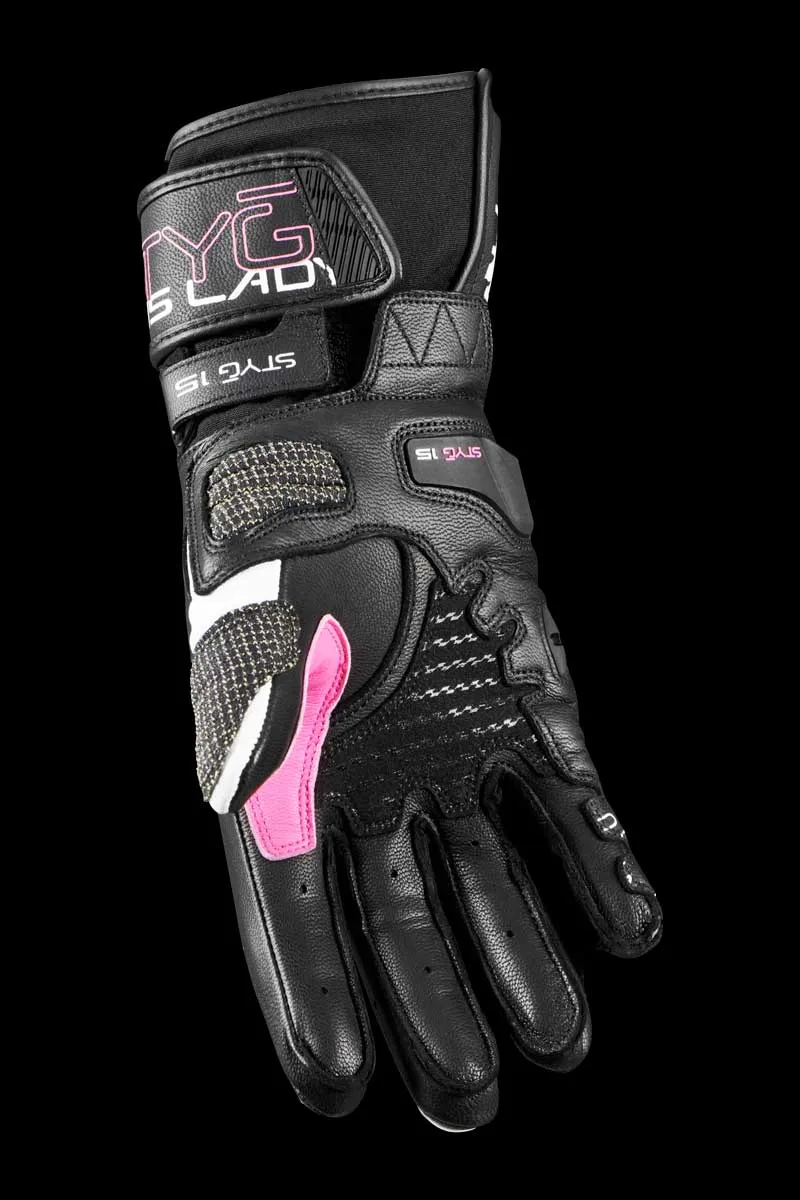 Gants Moto Cuir Femme Furygan STYG15 LADY Noir-Rose | Racing