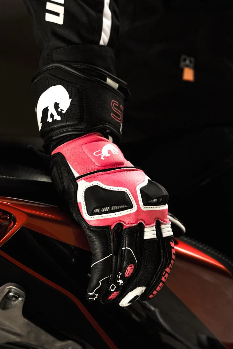 Gants Moto Cuir Femme Furygan STYG15 LADY Noir-Rose | Racing
