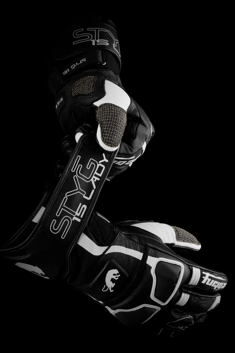 Gants Moto Cuir Femme Furygan STYG15 LADY Noir-Blanc | Racing