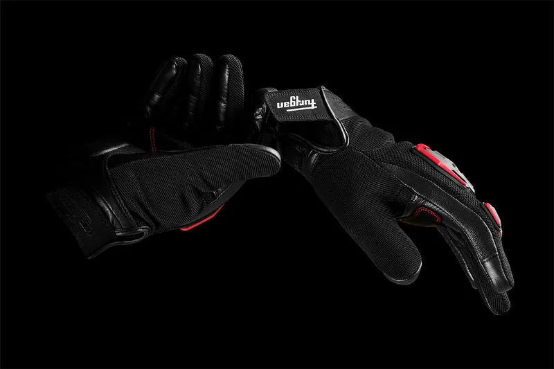 Gants Moto Cuir Homme Furygan SHADE Noir-Rouge | Été