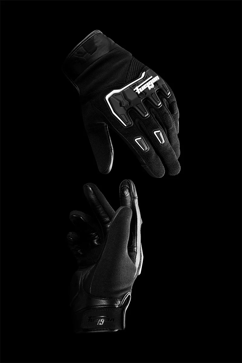 Gants Moto Cuir Homme Furygan SHADE Noir-Blanc | Été