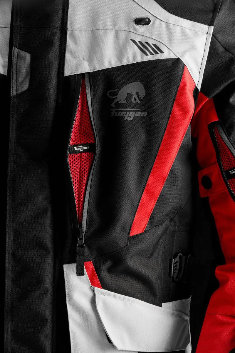Blouson Moto Homme Furygan APALACHES EVO Noir-Pearl-Rouge — CE AA