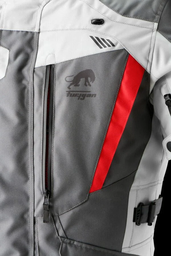 Blouson Moto Homme Furygan APALACHES EVO Gris-Pearl-Rouge — CE AA
