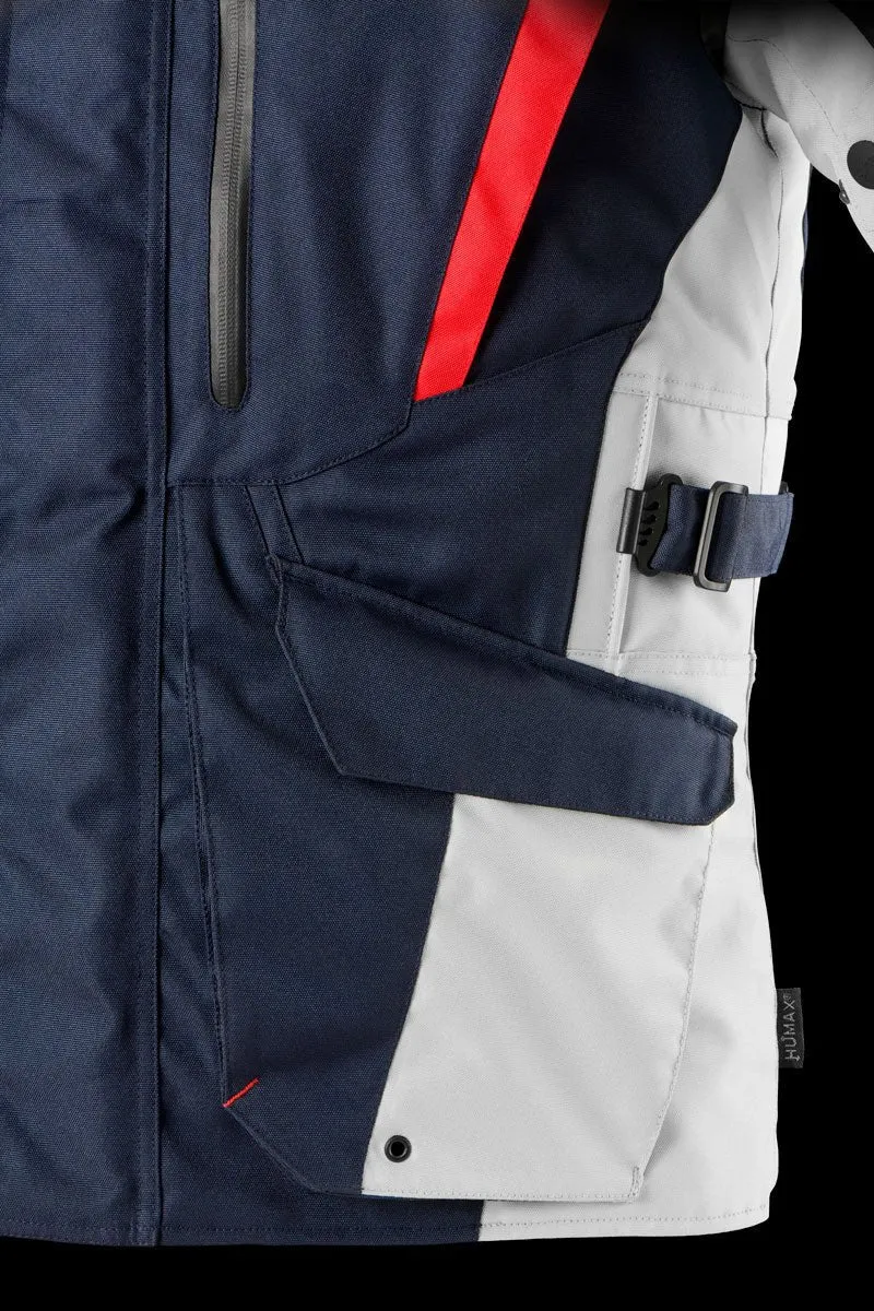 Blouson Moto Homme Furygan APALACHES EVO Bleu-Pearl-Rouge — CE AA