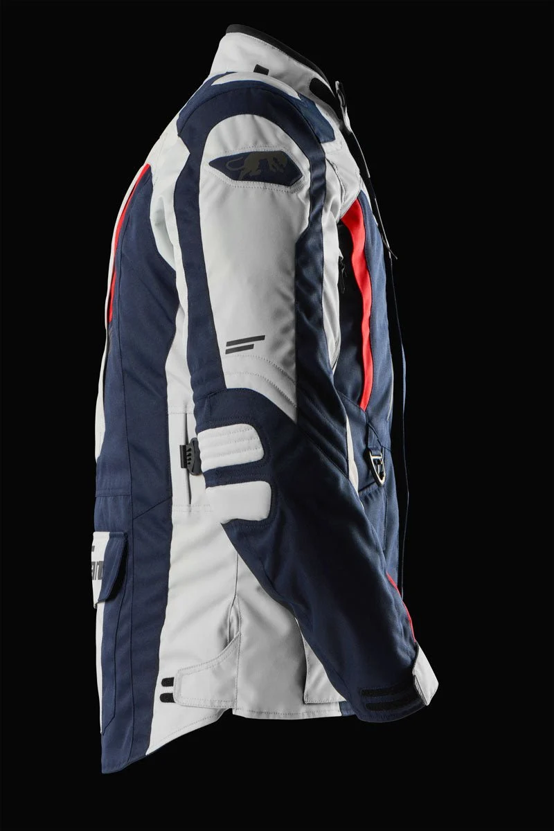 Blouson Moto Homme Furygan APALACHES EVO Bleu-Pearl-Rouge — CE AA
