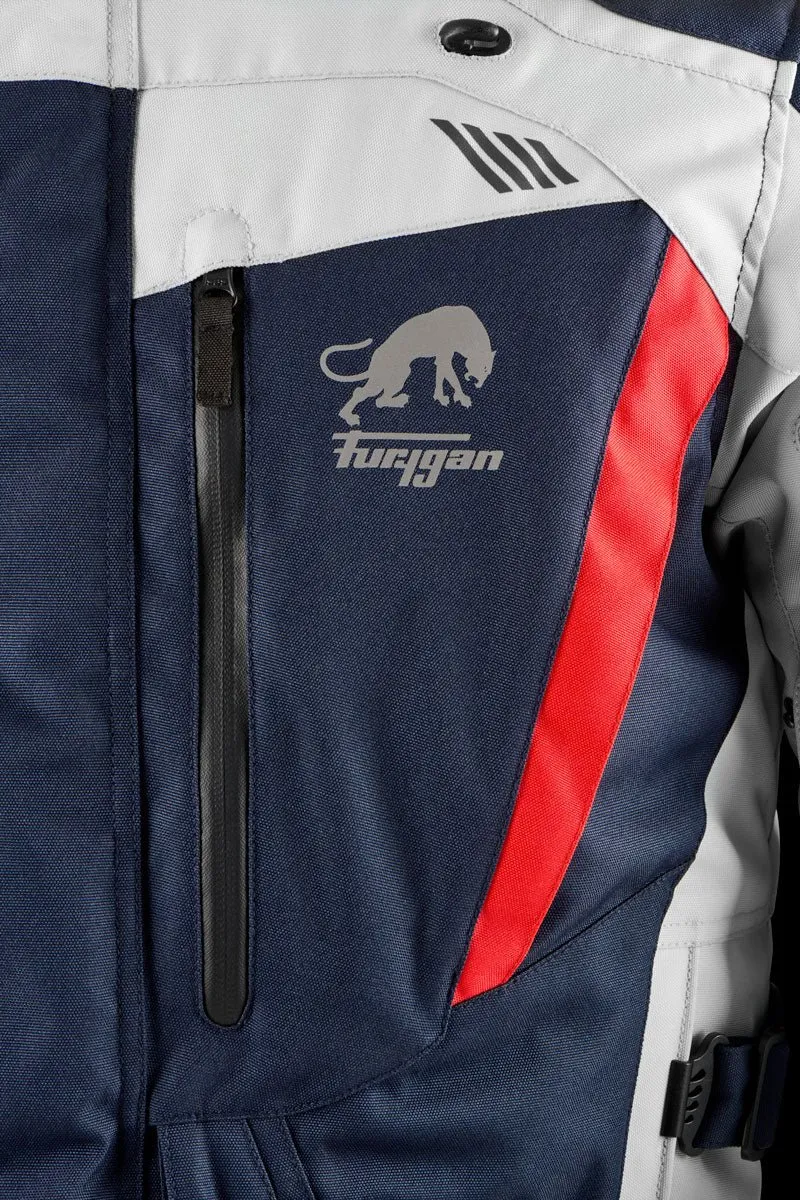 Blouson Moto Homme Furygan APALACHES EVO Bleu-Pearl-Rouge — CE AA