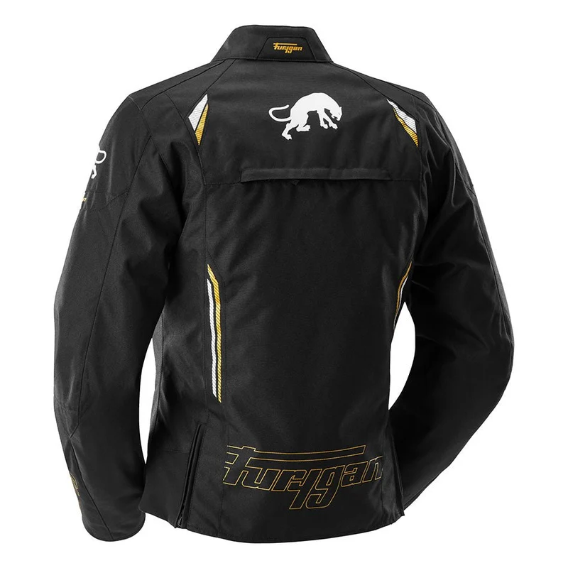 Blouson Moto Femme Furygan AGATA Noir-Blanc-Or — CE AA