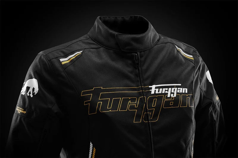 Blouson Moto Femme Furygan AGATA Noir-Blanc-Or — CE AA