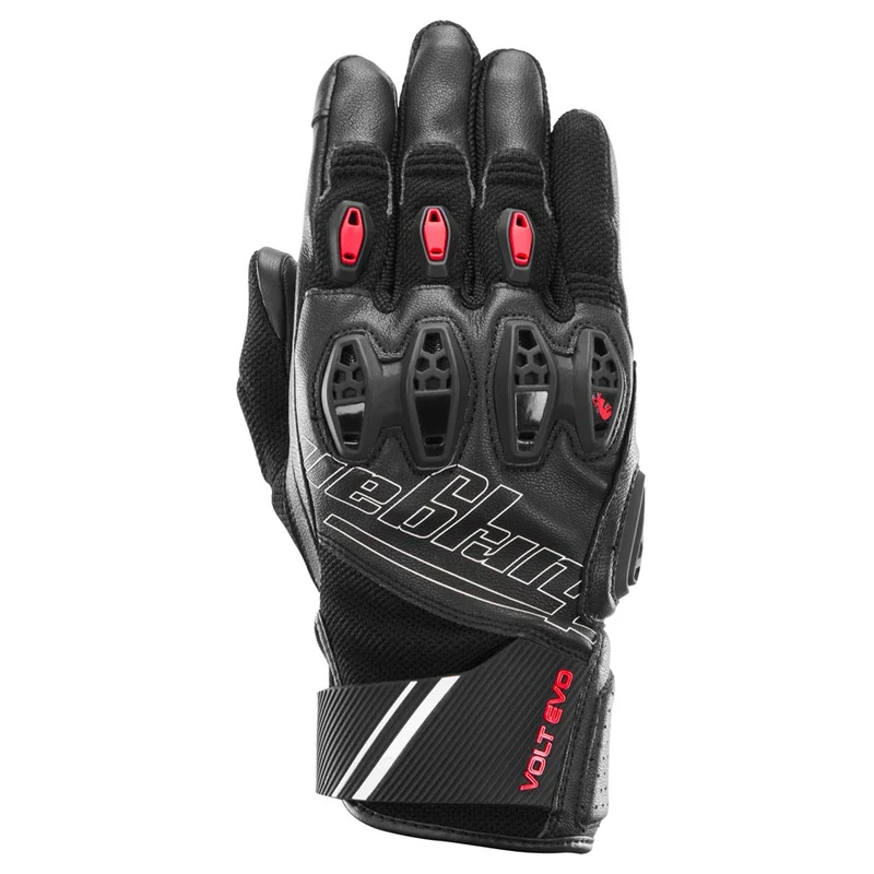 Gants Moto Cuir Homme Furygan VOLT EVO Noir-Blanc-Rouge | Été