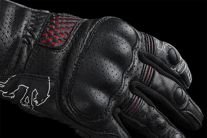 Gants Moto Cuir Homme Furygan TD AIR Noir-Rouge-Blanc | Été
