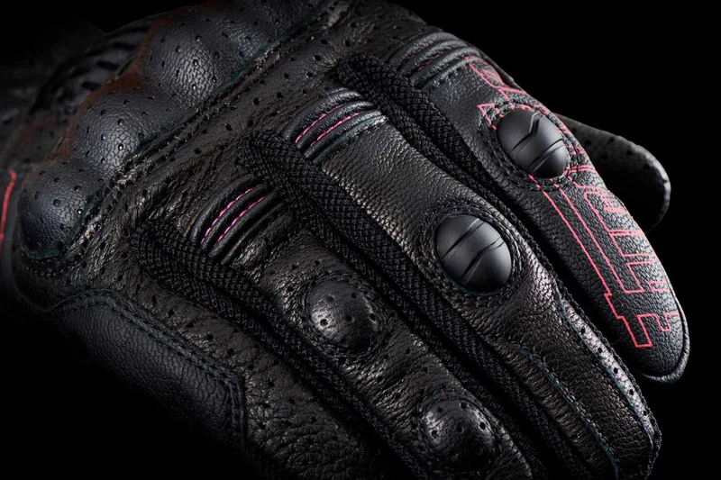 Gants Moto Cuir Femme Furygan TD AIR LADY Noir-Blanc-Rose | Été