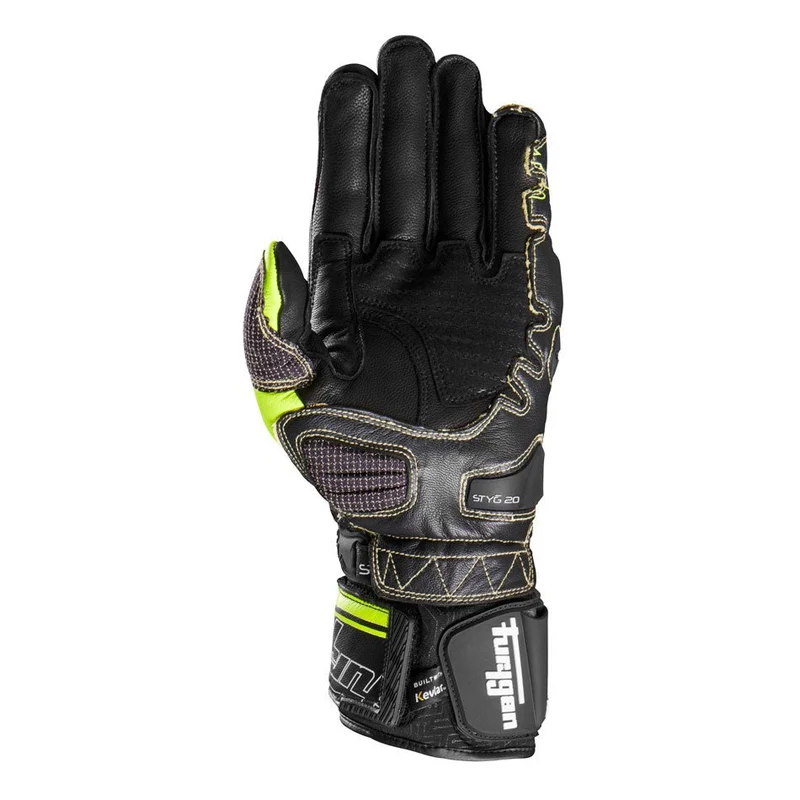 Gants Moto Cuir Homme Furygan STYG20 X KEVLAR® Noir-Jaune stab-Blanc | Racing