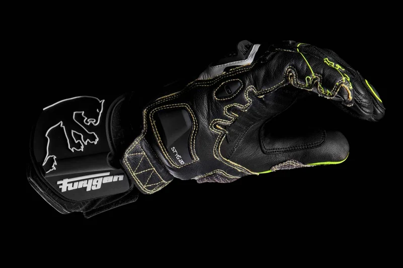 Gants Moto Cuir Homme Furygan STYG20 X KEVLAR® Noir-Jaune stab-Blanc | Racing