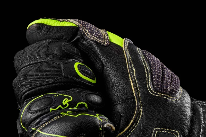 Gants Moto Cuir Homme Furygan STYG20 X KEVLAR® Noir-Jaune stab-Blanc | Racing