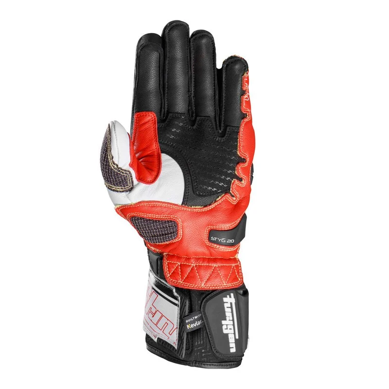 Gants Moto Cuir Homme Furygan STYG20 X KEVLAR® Noir-Blanc-Rouge | Racing