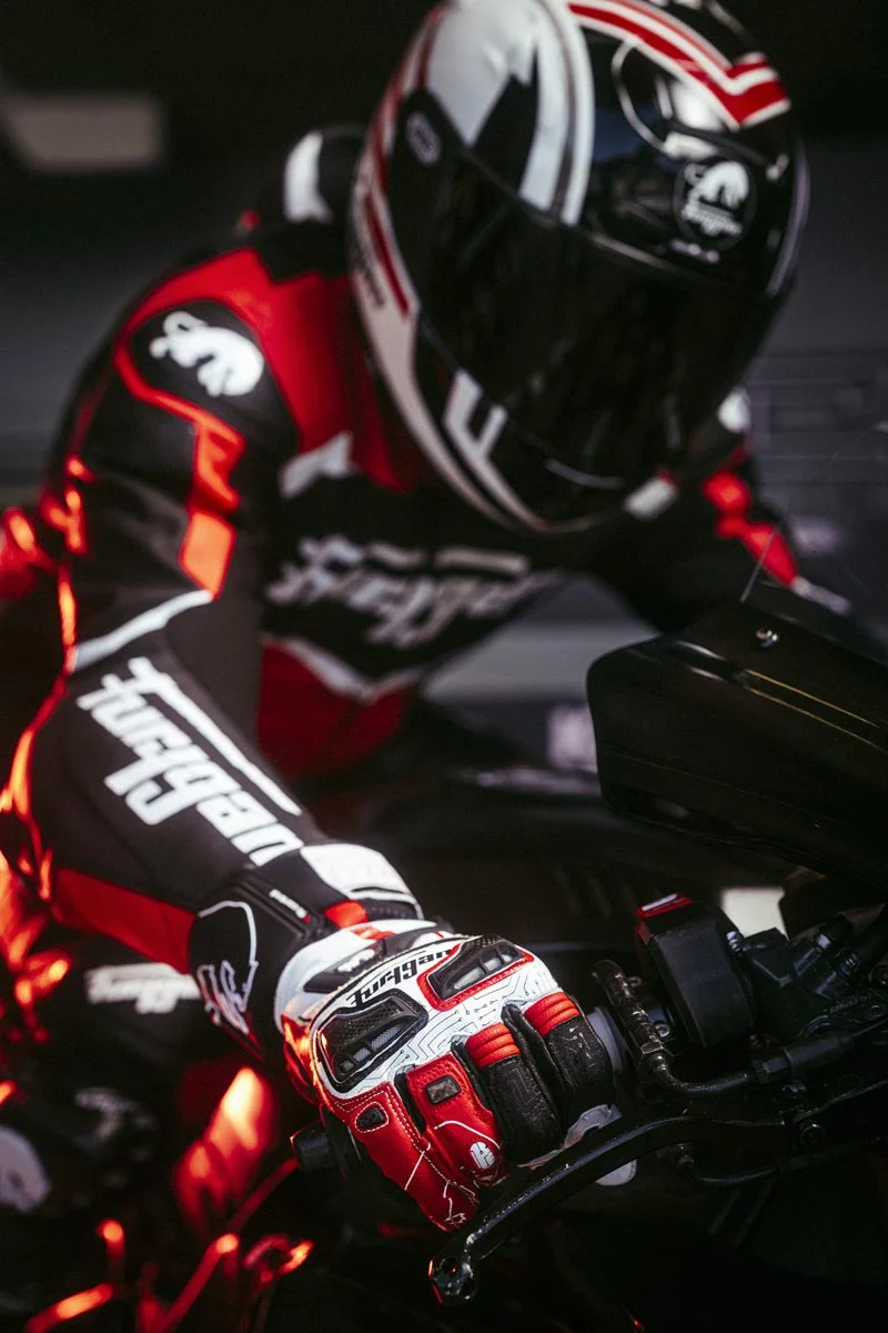 Gants Moto Cuir Homme Furygan STYG20 X KEVLAR® Noir-Blanc-Rouge | Racing