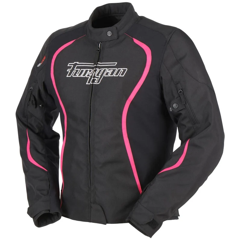 Blouson Moto Femme Furygan ODESSA Noir-Blanc-Rose — CE AA