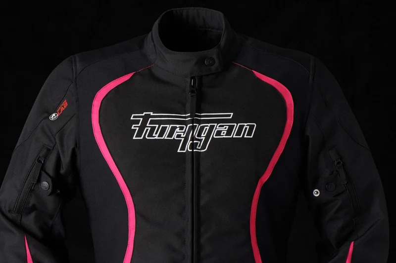 Blouson Moto Femme Furygan ODESSA Noir-Blanc-Rose — CE AA