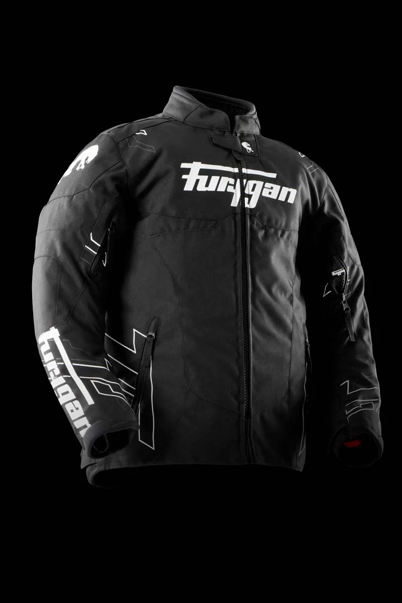 Blouson Moto Enfant Furygan NEON KID Noir-Blanc-Anthracite — CE AA