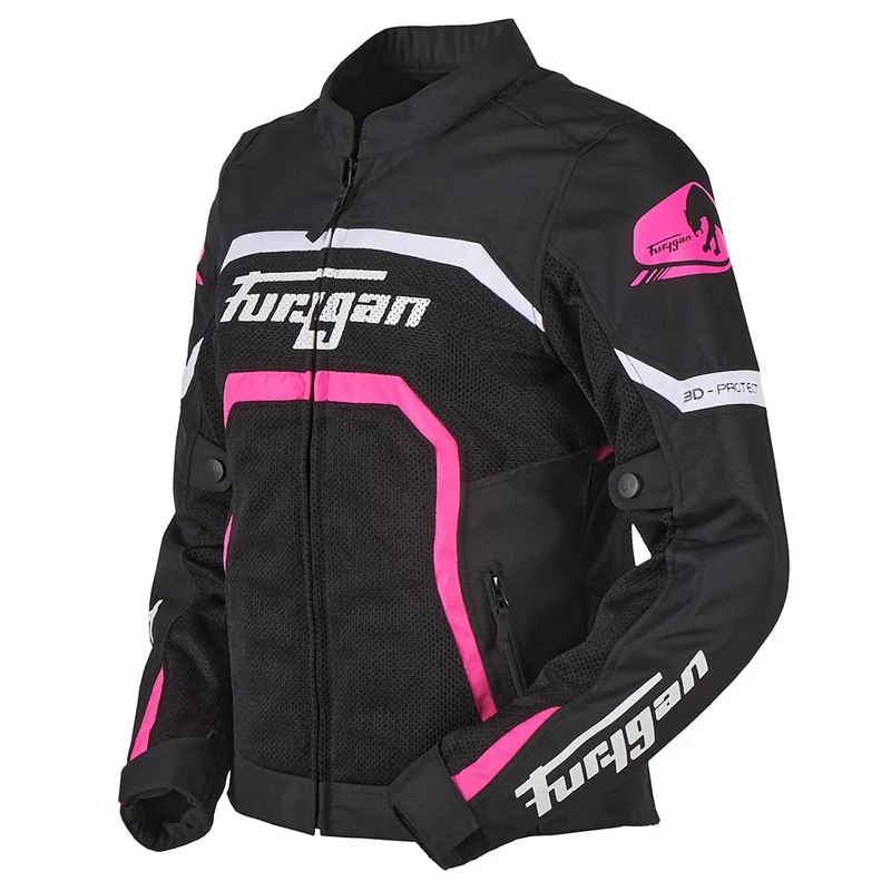 Blouson Moto Femme Furygan MYSTIC EVO VENTED Noir-Blanc-Rose — CE A | Été