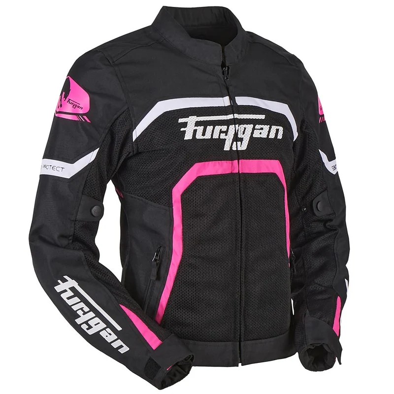 Blouson Moto Femme Furygan MYSTIC EVO VENTED Noir-Blanc-Rose — CE A | Été
