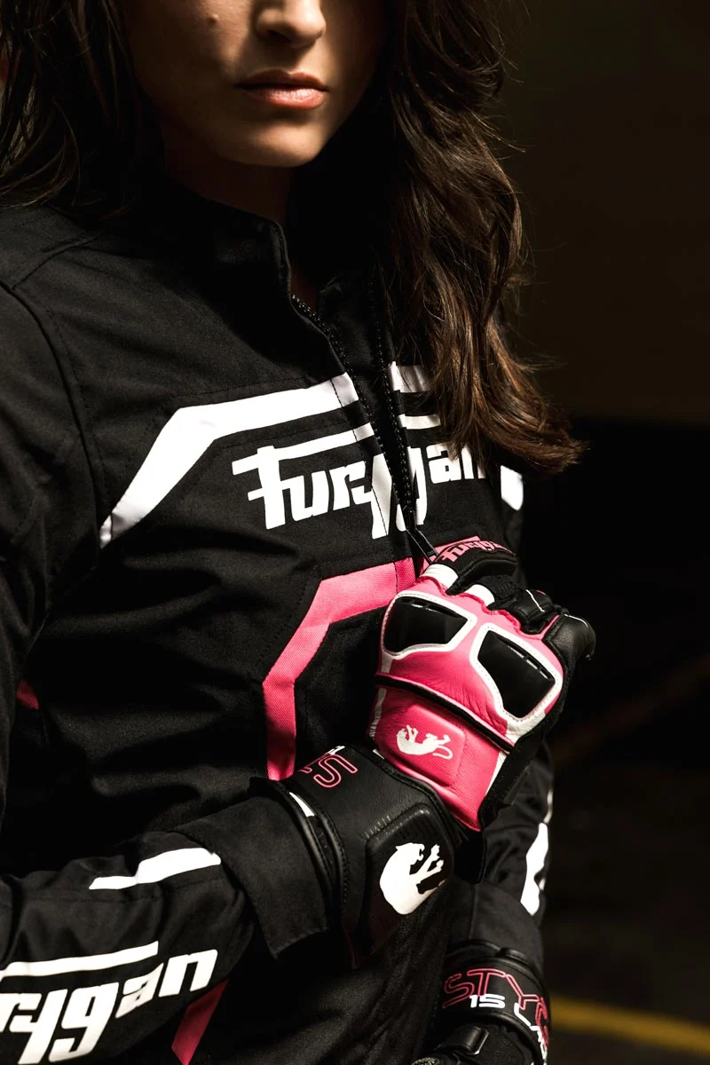 Blouson Moto Femme Furygan MYSTIC EVO VENTED Noir-Blanc-Rose — CE A | Été