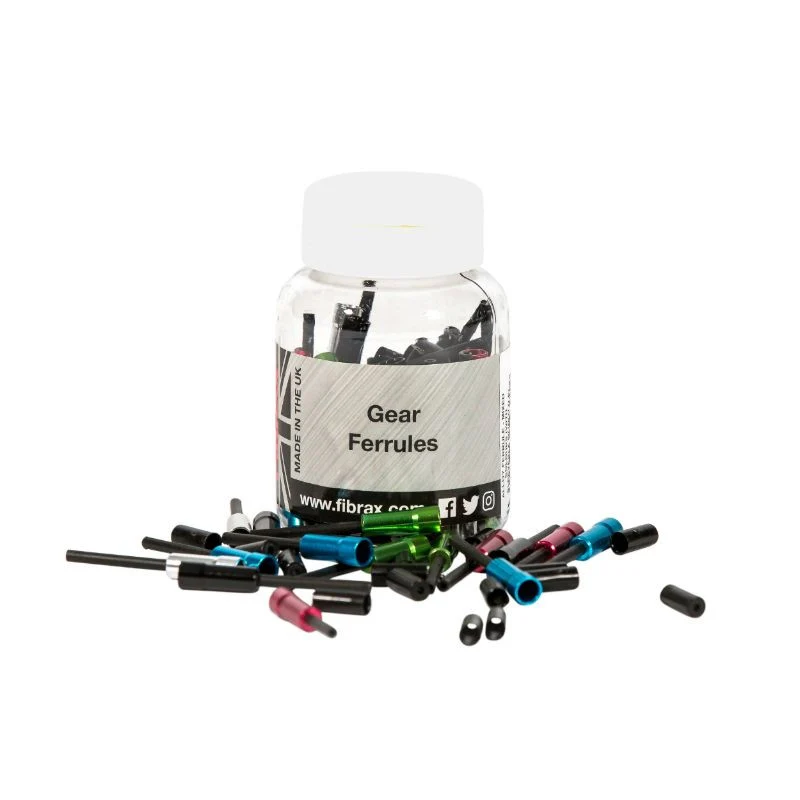 EMBOUT DE GAINE DERAILLEUR 4 mm - LONG 10 mm METAL COULEURS ASSORTIES (BOITE DE 50) -FIBRAX-
