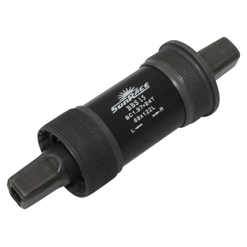 BOITIER PEDALIER SUNRACE CARRE BBS 122mm (boite de 68) CUVETTES ACIER FILETAGE ANGLAIS / BSC / 1,37x24